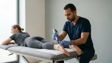 جلسة علاج التهاب اللفافة الأخمصية في فيزيو كيور دبي